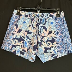 Lilly Pulitzer Blue and Pink Athletic Shorts with Flower Design XS
